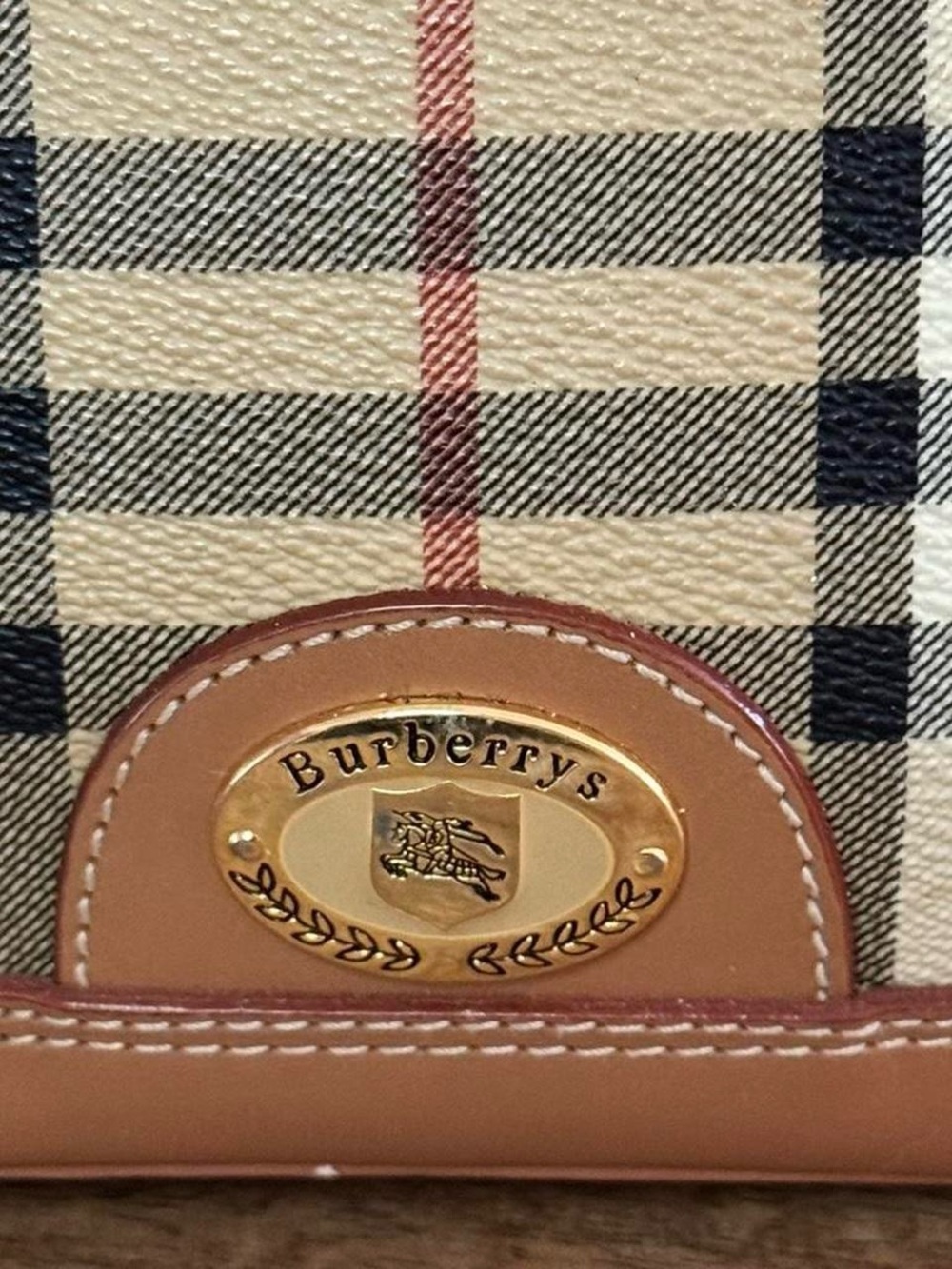 Burberry Beige Tan Check Satchel with Gold Hardware - Picture 3 of 5